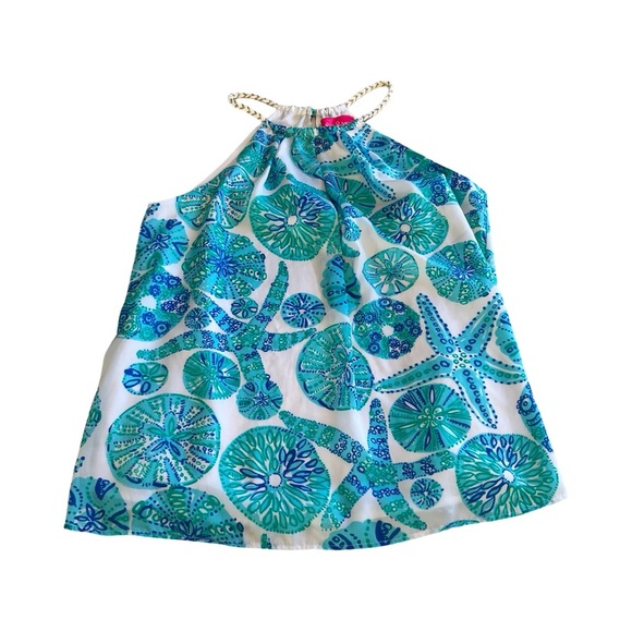 Lilly Pulitzer for Target Halter Tank Top Sea Urchin Women's Small Blue White - Picture 1 of 5